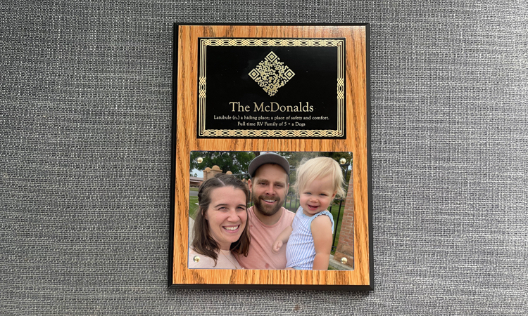 Laser Engraved QR code plaque with photo